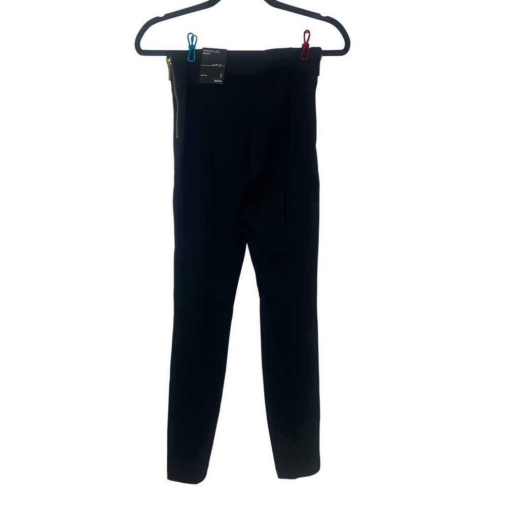 INC International Concepts Skinny Leg Pants High Rise Black Size 2 NWT 7K722M899